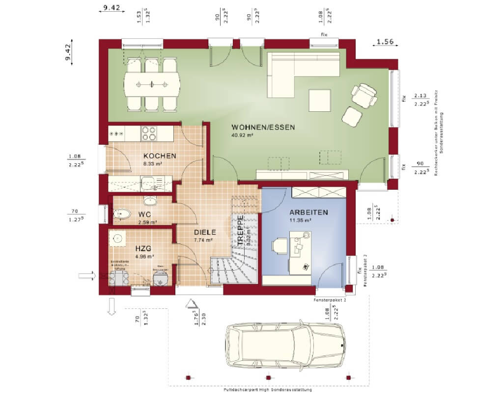 3 Bedrooms singlefamily house Evolution 143 House Plans 3D
