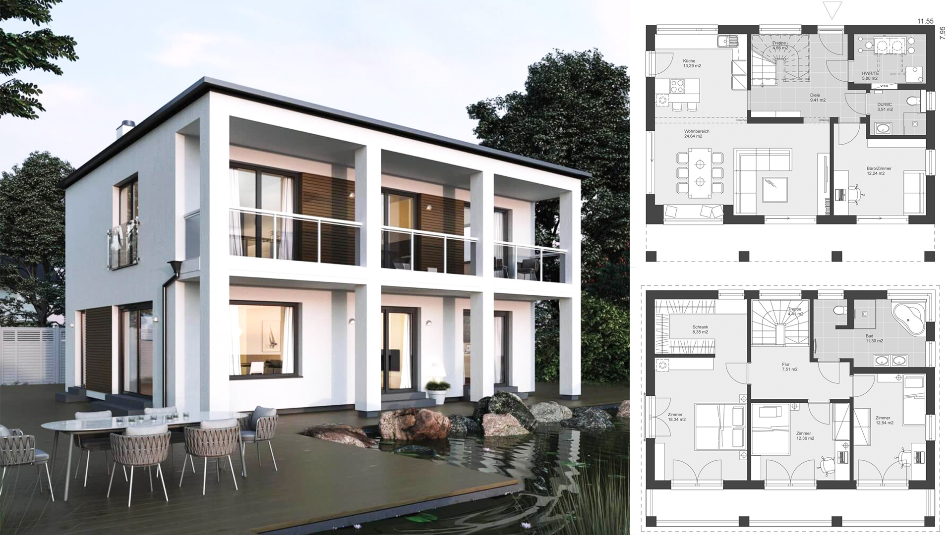 The Single family house: ELK House 158 in Bauhaus style