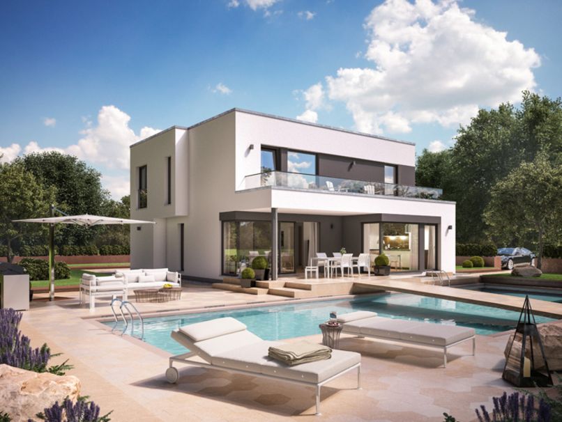 4 Rooms Modern Home design with Swimming Pool