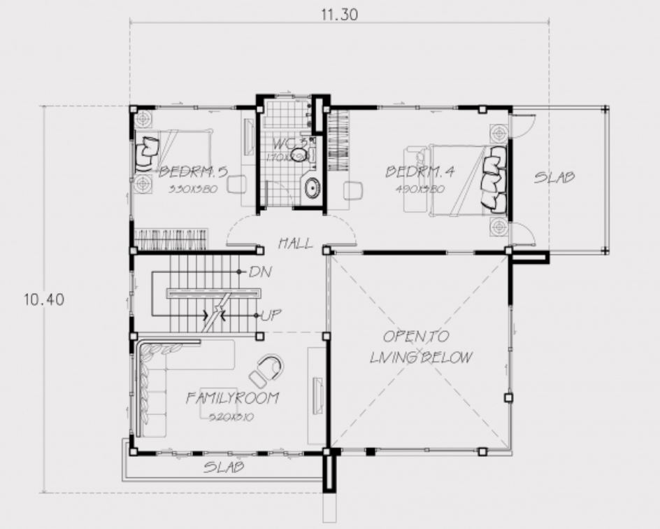 Home design  plan  13x11m with 6 bedrooms House  Plans 3D