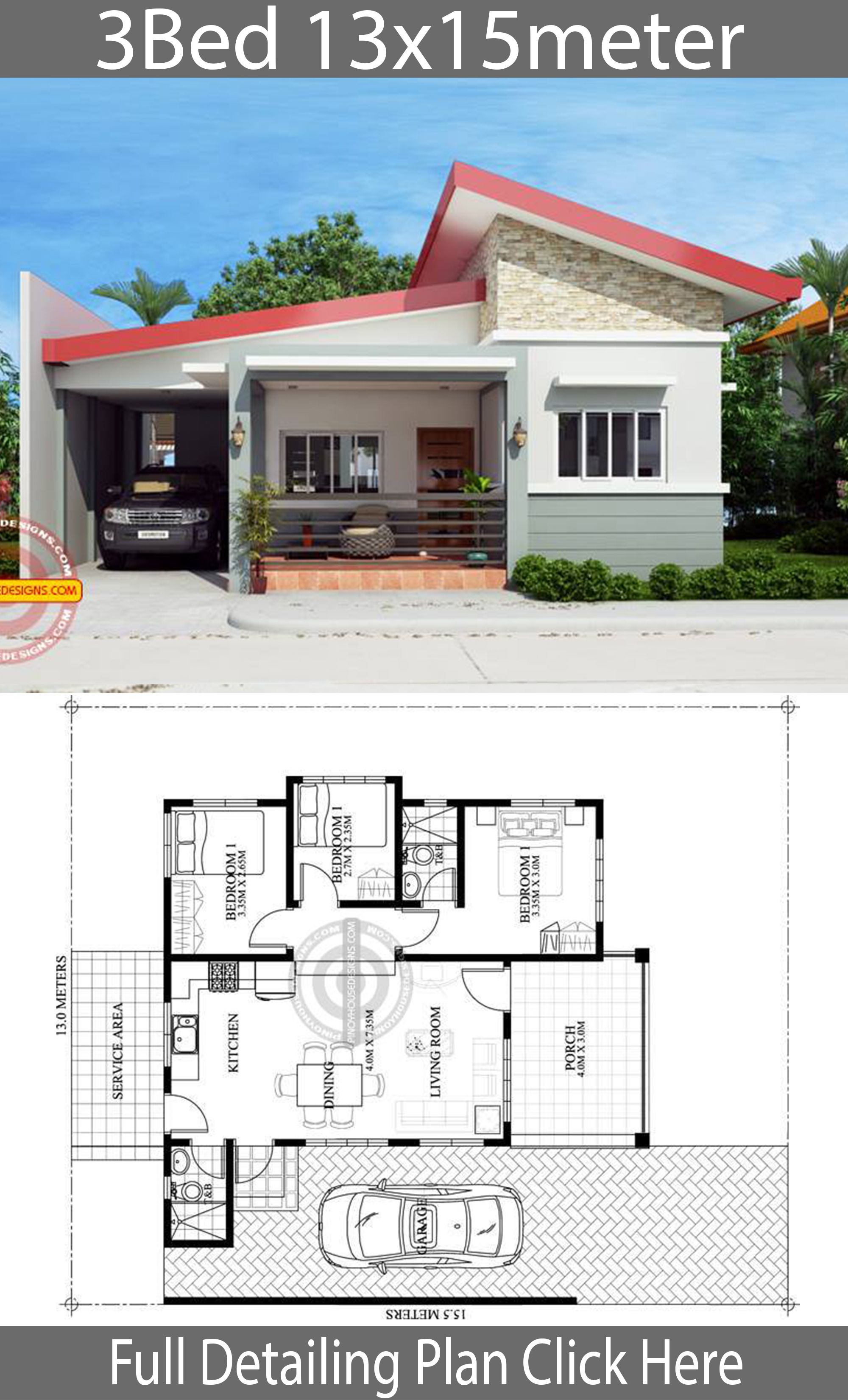 Modern 3 Bedroom House Plans With Garage - pic-weiner