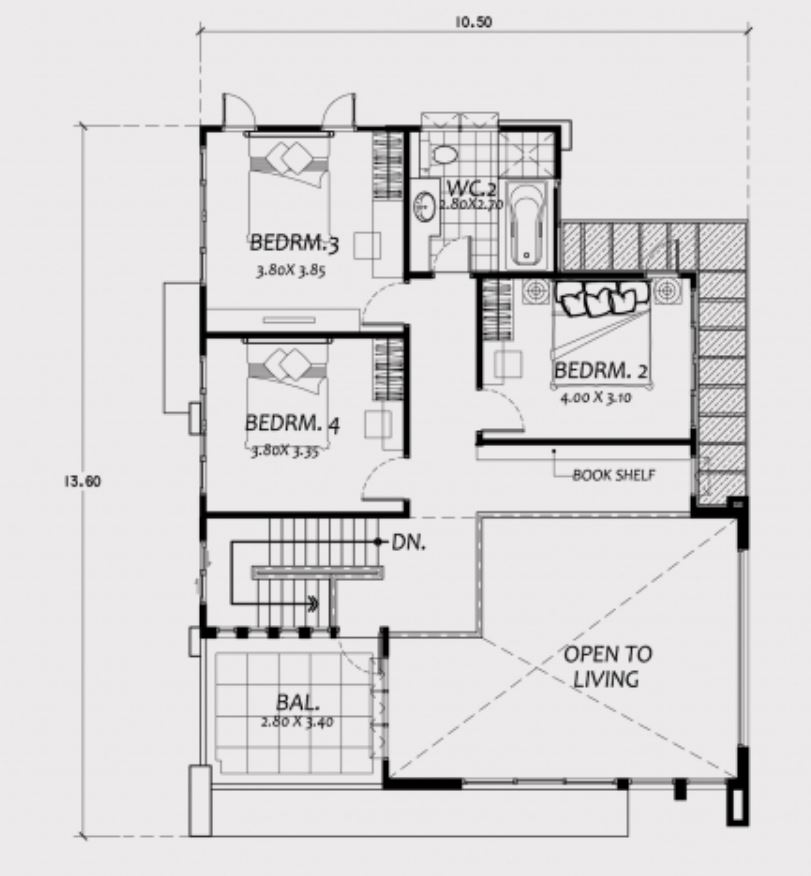 Home Design 11x15m With 4 Bedrooms - Home Ideas