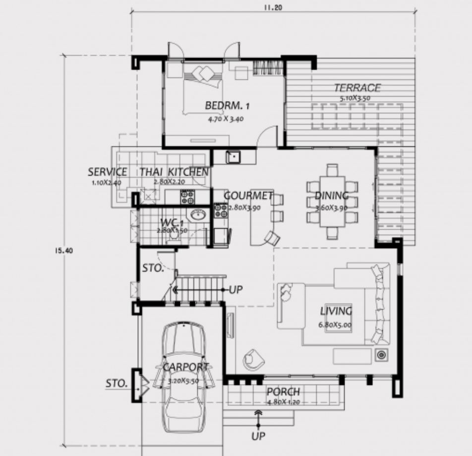 Home Design 11x15m With 4 Bedrooms - Home Ideas