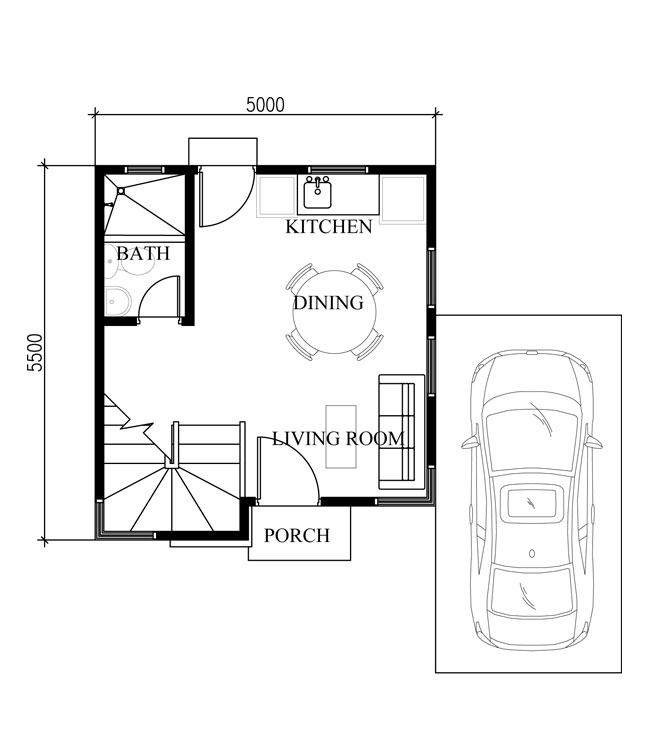 Small Home Design Plan 5x5.5m With 2 Bedrooms - Home Ideas