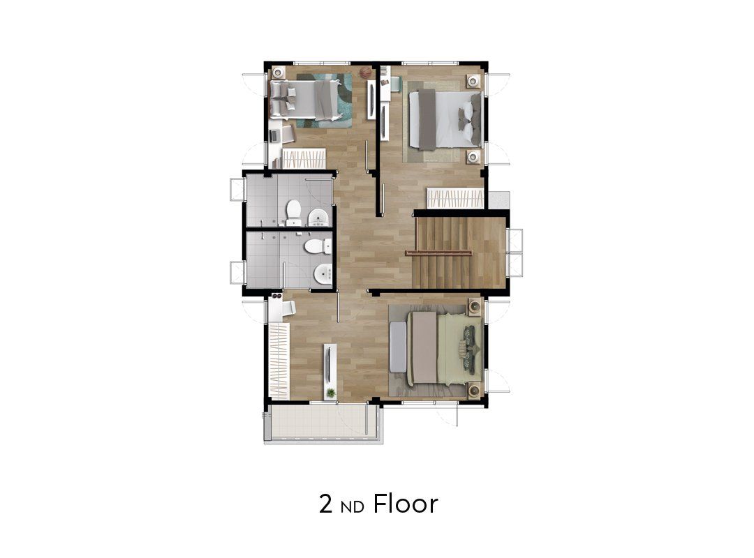 2Storey Single Detached House 154 Sq.M House Plans 3D