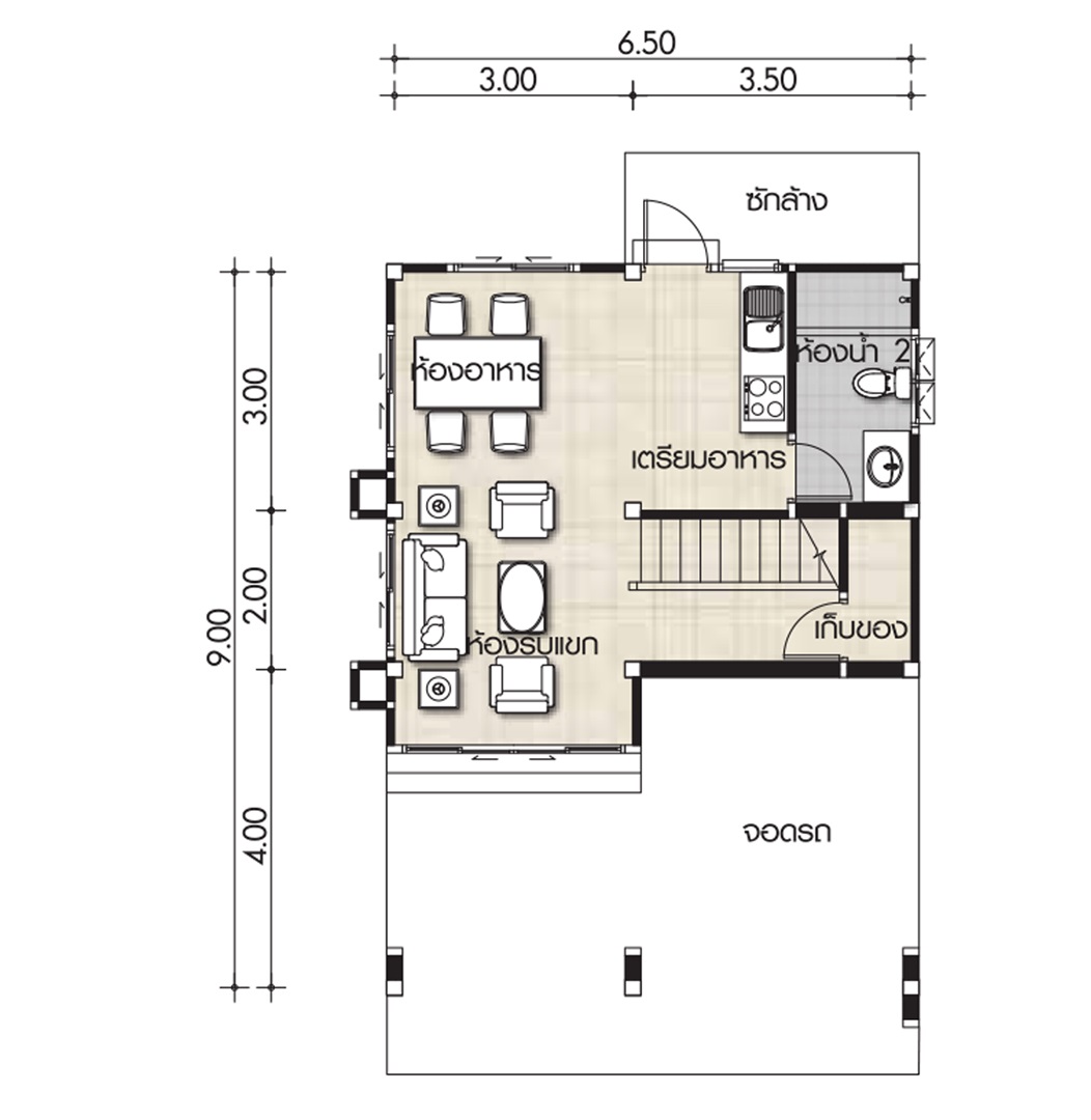 Small House Plans 6.5x9m With 3 Bedrooms - Home Ideas