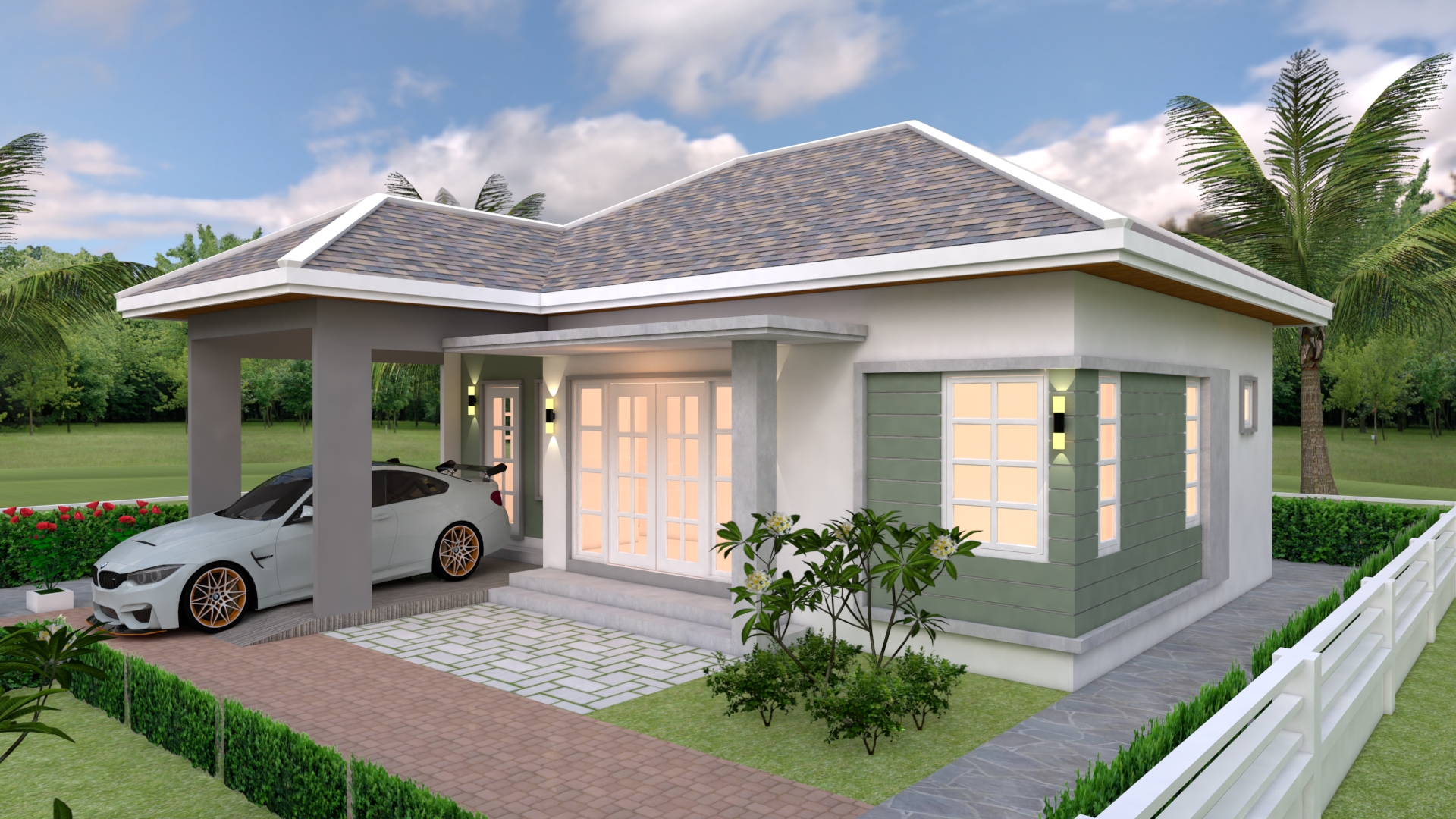 House Plans 10x10 with 3 Bedrooms - House Plans 3D