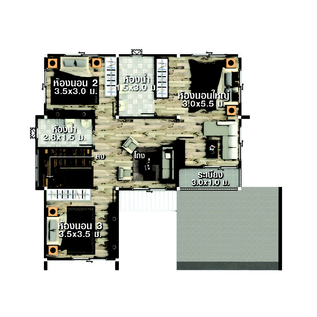 House Design Idea 12x10 with 3 bedrooms - Home Ideas