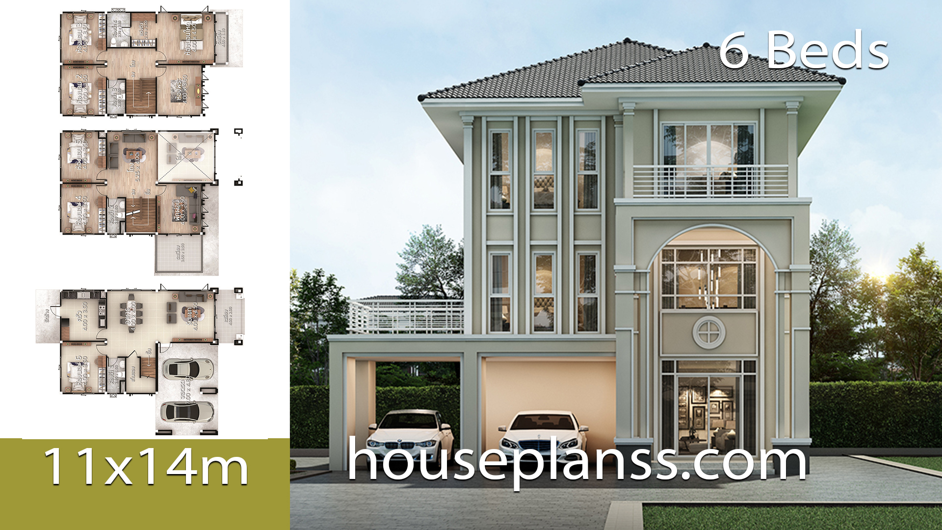 House design Plans Idea 11×14 with 6 bedrooms