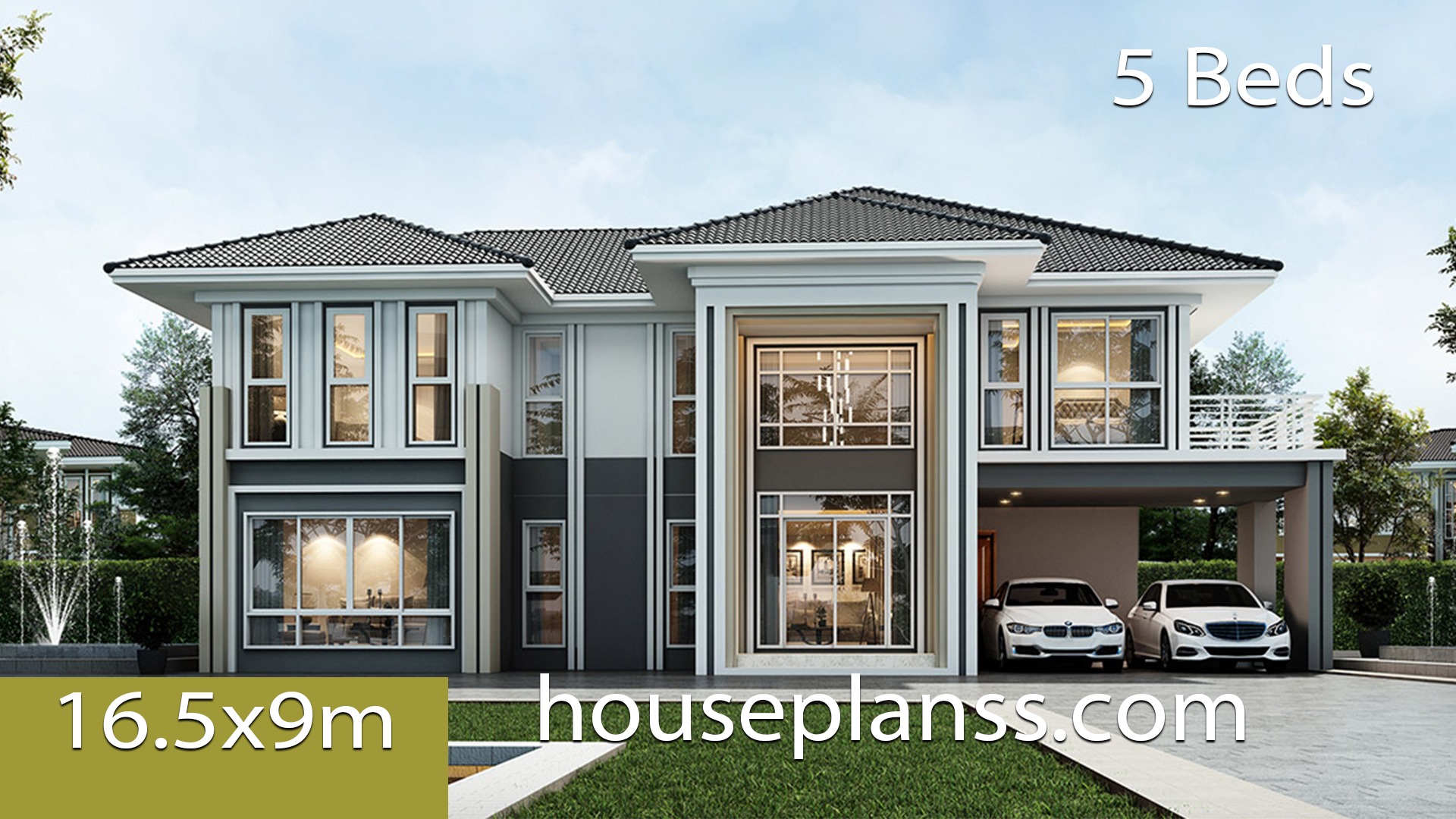 House design Plans 16.5×9 with 5 bedrooms