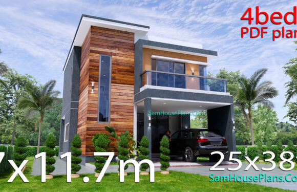 25×38 House Plans 3D 4 Beds Full Plans