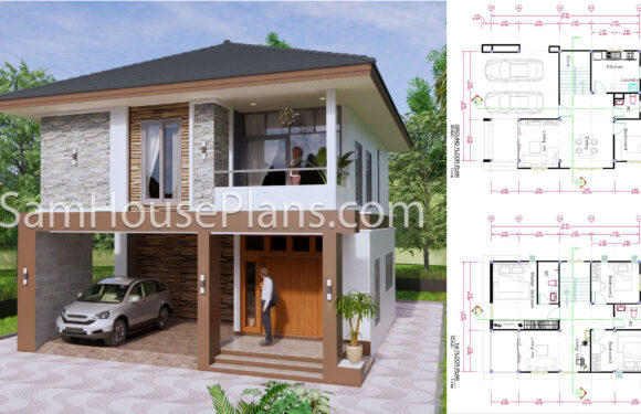 27×40 Feet House Plans 8×10 Meters 4 Bedrooms