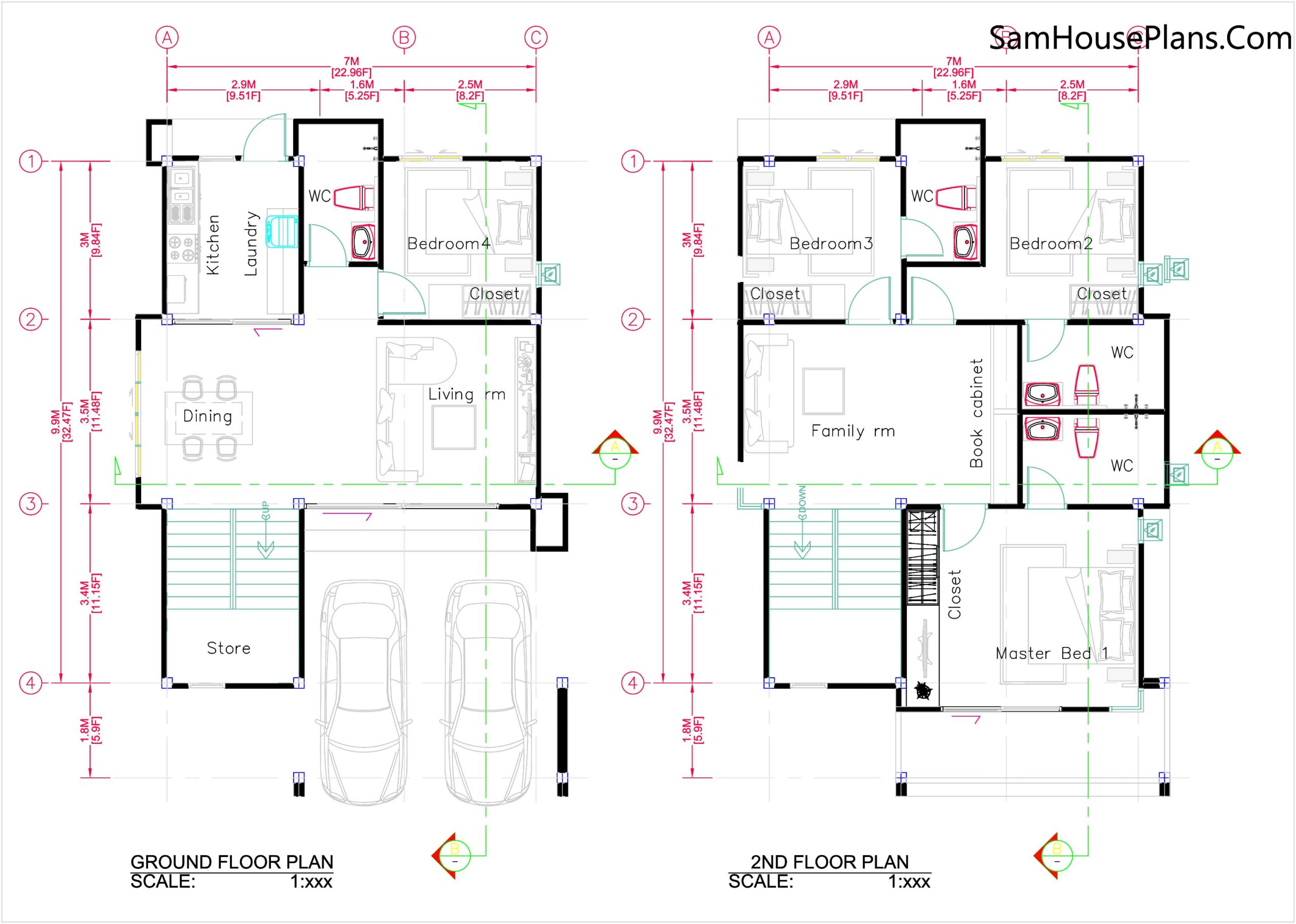 25x38 House Plans 3D 4 Beds Full Plans