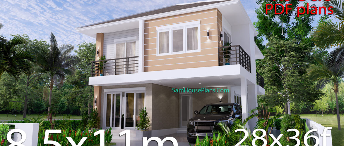 House Design Plans 8.5×11 with 4 Bedrooms